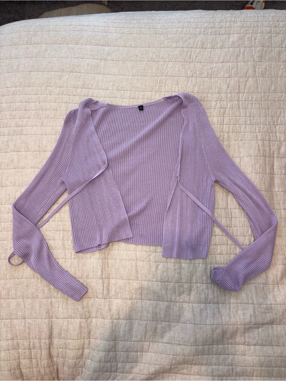 Amazon Lavender Ribbed Open-Front Women's Cardigan